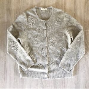 Eddie Bauer wool floral cardigan